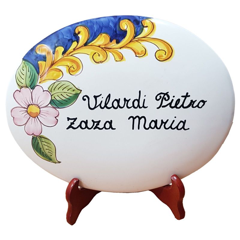 Ovales, personalisierbares Schild. Blumen &...
