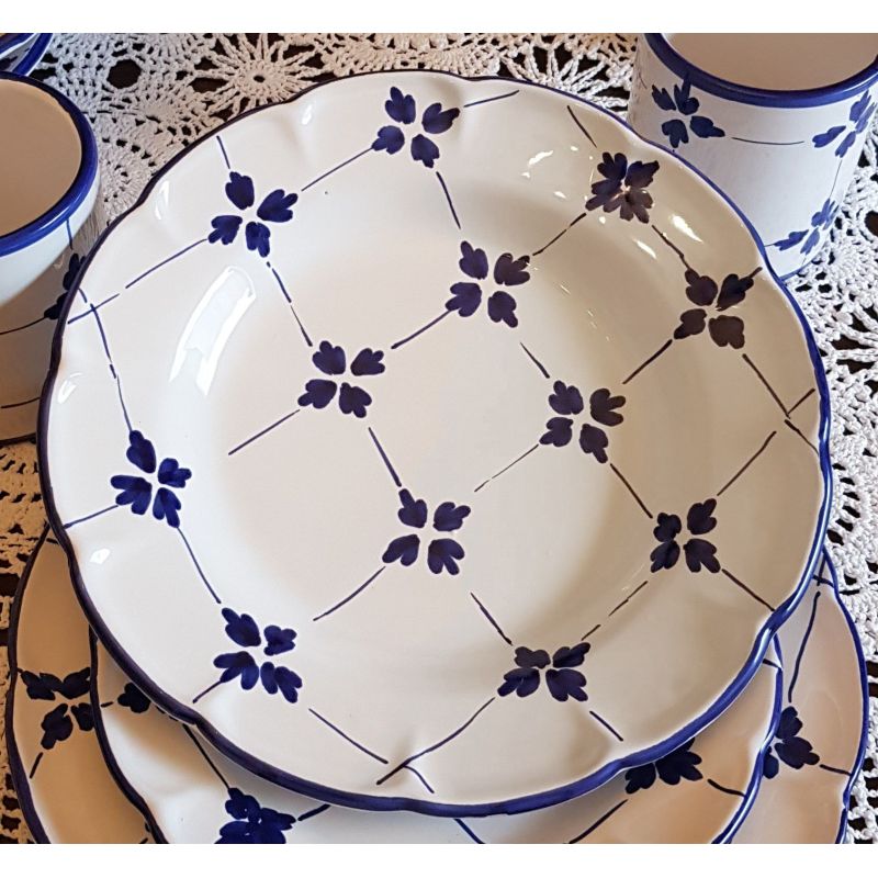 Dish, plate geometric line. handpainted Vietri ceramic handpainted in Vietri ceramic dinner, fruit/dessert underplate