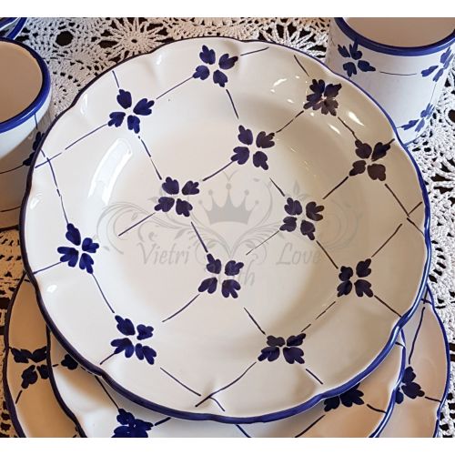 Dish, plate geometric line. handpainted Vietri ceramic handpainted in Vietri ceramic dinner, fruit/dessert underplate