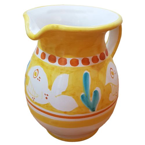 Bulbous Pitcher. Little Animals Line. Vietri ceramics. Hand-painted.
