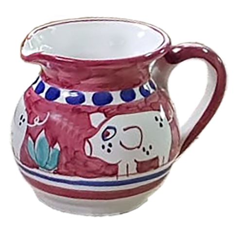 Bulbous Pitcher. Little Animals Line. Vietri ceramics. Hand-painted.