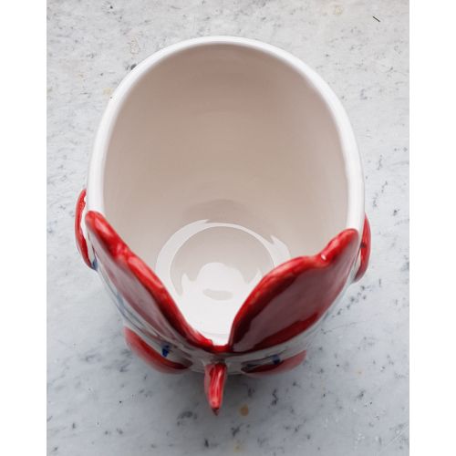 Cachepot Planta portadora forma de gallinella. Cerámica Vietri pintada a mano.