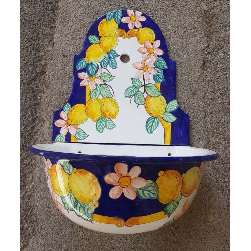 Fuente de jardín de pared con bañera. Cerámica Vietri 2