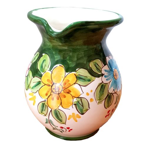 Brocca Panciuta. Linea Fiori. Ceramica di Vietri. Dipinta a mano.