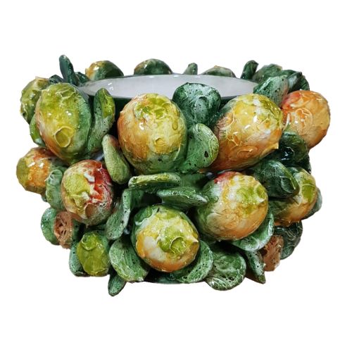 Pot flowerpot Relief vase in fine Vietri Ceramics -Prickly pears Line
