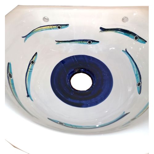 Fuente de jardín. Línea Casitas. Cerámica de Vietri, pintada a mano. Elegancia artesanal para tu exterior.