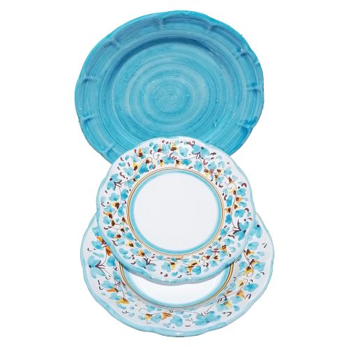 Piatti linea fiorellini Primavera Big Mama in ceramica vietrese. Dipinti a mano