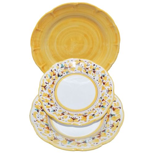 Dishes, Plates Flowers line, handpainted in Vietri ceramic