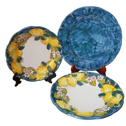 Dish, plate Top Line. Margherite. handpainted Vietri ceramic. handpainted in Vietri ceramic dinner, fruit/dessert underplate