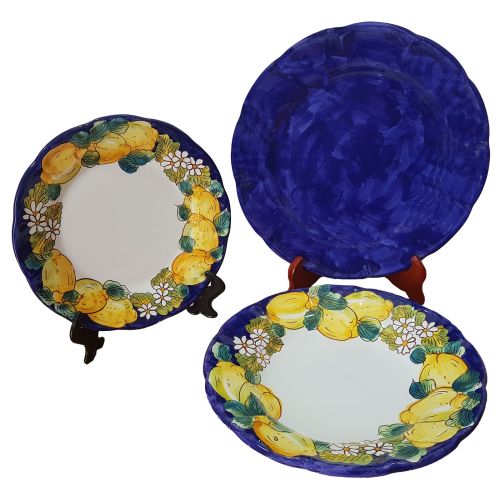 Teller. Top-Linie. Zitronen und Orangenblüten. Vietri-Keramik. Erhältlich als Speise-, Suppen-, Dessert- oder Platzteller.