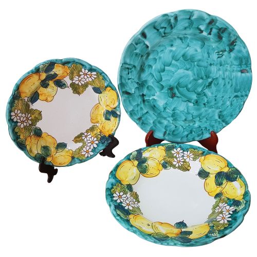 Dish, plate Top Line. Margherite. handpainted Vietri ceramic. handpainted in Vietri ceramic dinner, fruit/dessert underplate