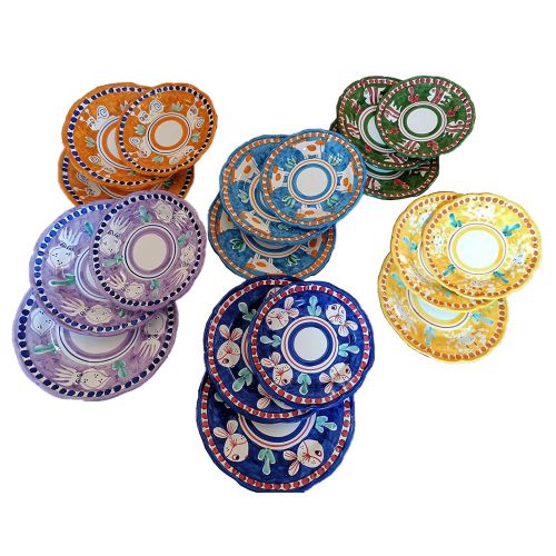 Assiettes de service en céramique Vietri, 18 pièces
