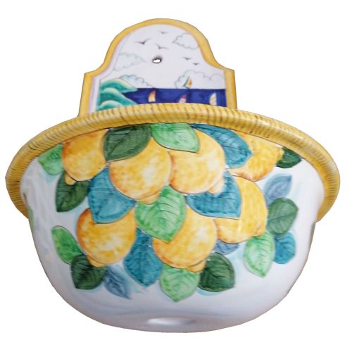 Garden fountain. Little Houses & Lemons line. Vietri ceramics. Hand-painted. Artisan elegance for your outdoor space.