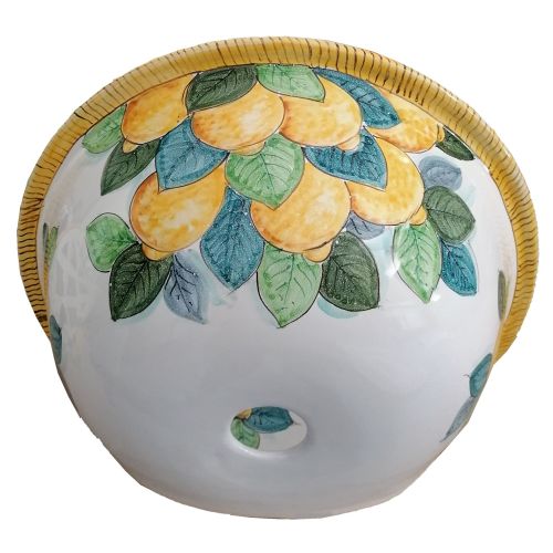 Fuente de jardín. Línea Casitas y Limones. Cerámica de Vietri. Pintada a mano. Elegancia artesanal para tu espacio exterior.