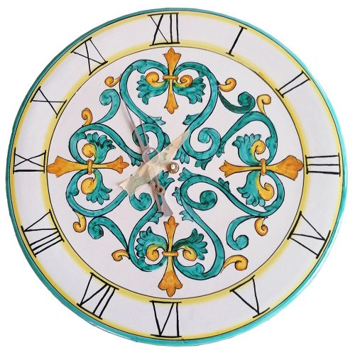 Orologio da parete. Linea Barocco. Ceramica di Vietri. Dipinta a mano.