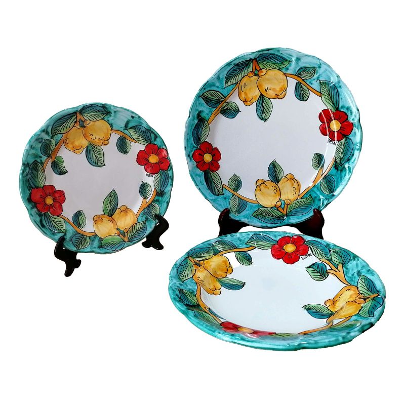 Dishes, Plates flowers and lemons line, handpainted in Vietri ceramic