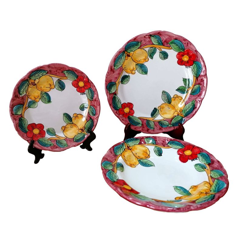 Dishes, Plates flowers and lemons line, handpainted in Vietri ceramic