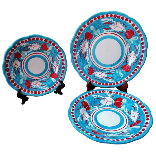 Three plates/dishes Vietri ceramics animals line - Dinner... 2