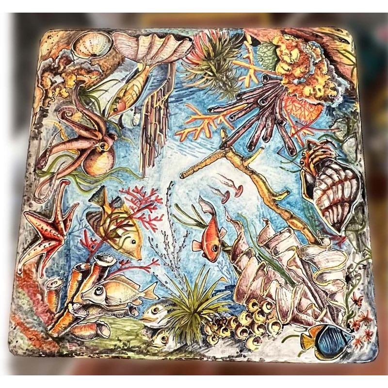 Table. Ceramicized lava stone table. Marine...