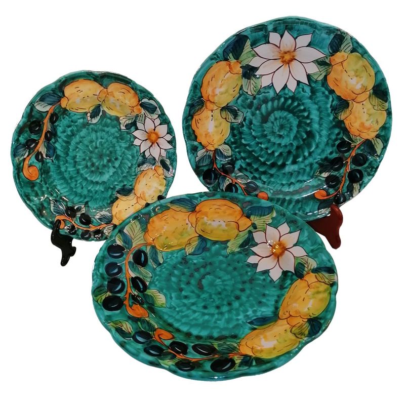 Dishes, Plates Flowers line, handpainted in Vietri ceramic