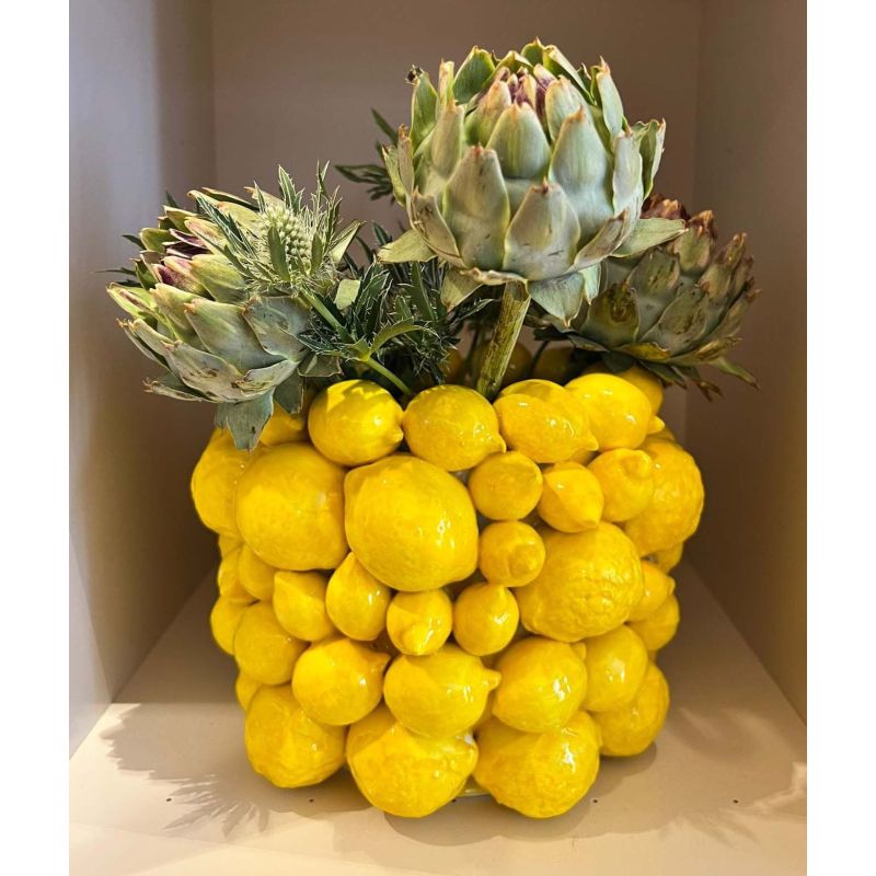 Vaso a rilievo in Ceramica finissima -Limoni...