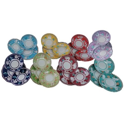 Plates and bowls set. Animals Line. Vietri ceramic. Hand-painted.