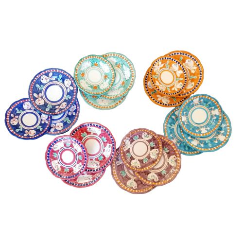 Vietri ceramic animal line service plates, 18 pieces