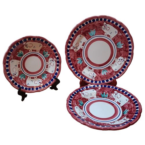 Plate Set. Little Animals Line. Vietri Ceramics. Hand-painted. 18 Plates