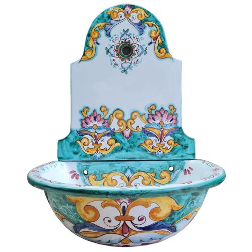 Gartenbrunnen. Positano-Linie. Vietri-Keramik, handbemalt. Handwerkliche Eleganz für deinen Außenbereich.