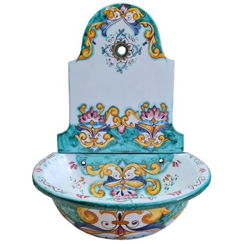 Gartenbrunnen. Positano-Linie. Vietri-Keramik, handbemalt. Handwerkliche Eleganz für deinen Außenbereich.