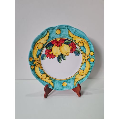 Dish, plate Double decor line, handpainted in Vietri ceramic dinner, fruit/dessert underplate