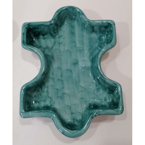 Fuente de aperitivo. Cena fría. Forma de puzzle encajable. Cerámica Vietri. Pintado a mano.