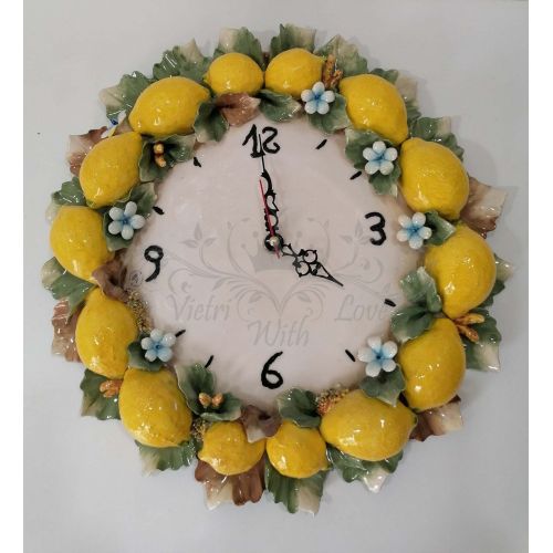 Wall clock Relief Lemons. handpainted Vietri ceramic