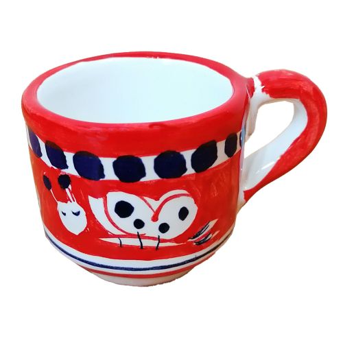 Tazzina con piattino. Linea animaletti. Ceramica di Vietri. Dipinta a mano