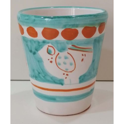 Bicchiere linea Animaletti. Dipinto a mano in ceramica vietrese.
