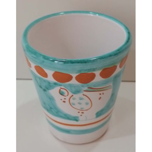 Bicchiere linea Animaletti. Dipinto a mano in ceramica vietrese.