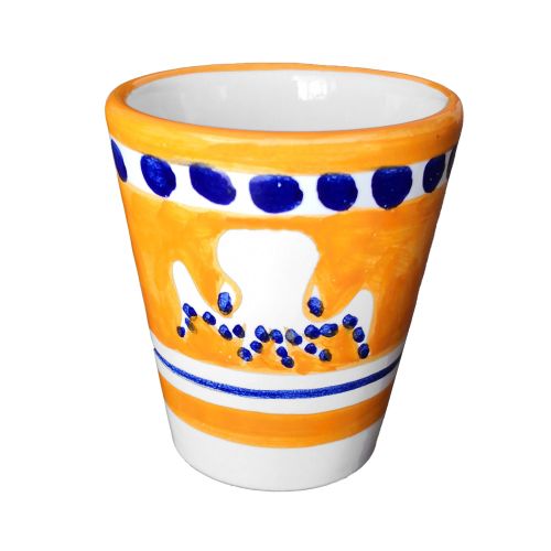 Bicchiere linea Animaletti. Dipinto a mano in ceramica vietrese.