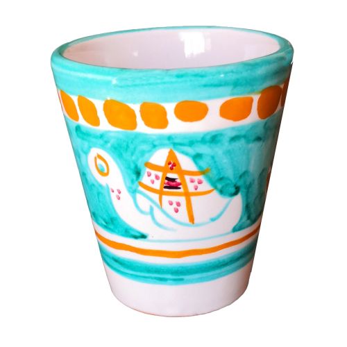 Pet line glass. Hand painted in Vietri ceramic.