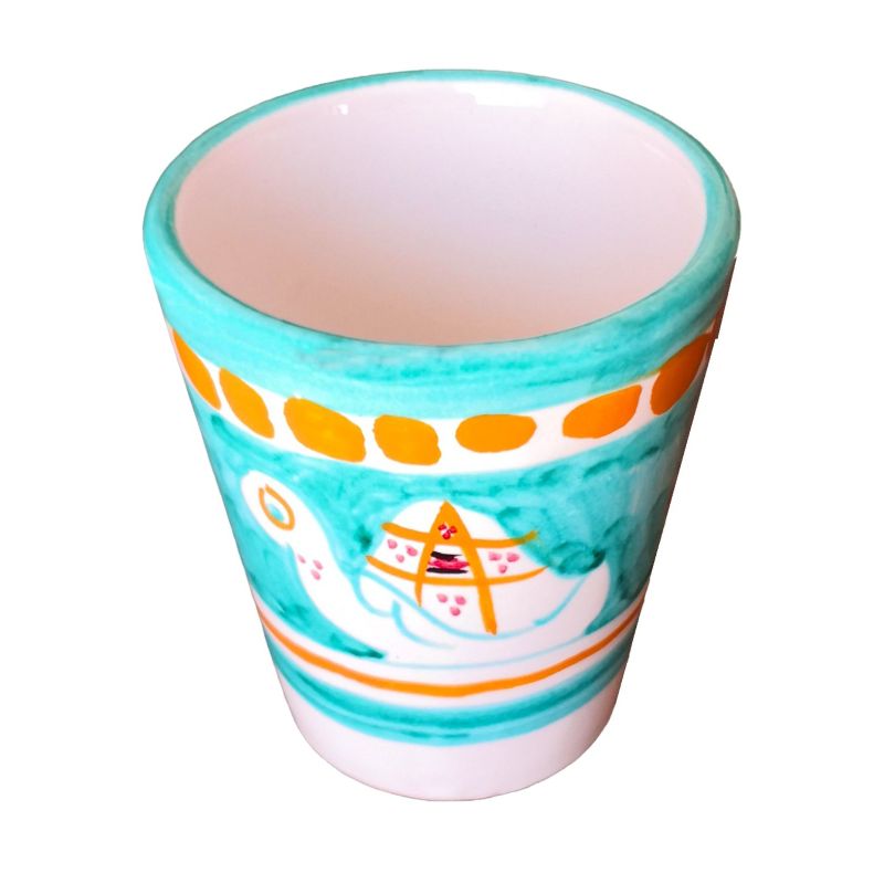 Pet line glass. Hand painted in Vietri ceramic.