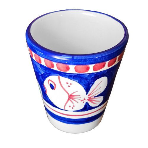 Bicchiere linea Animaletti. Dipinto a mano in ceramica vietrese.