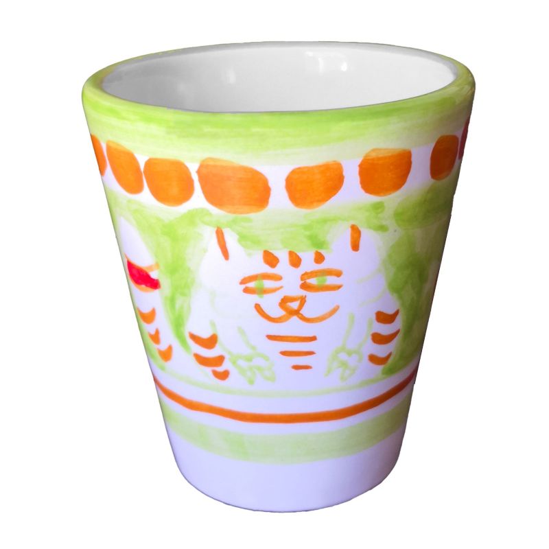 Pet line glass. Hand painted in Vietri ceramic.