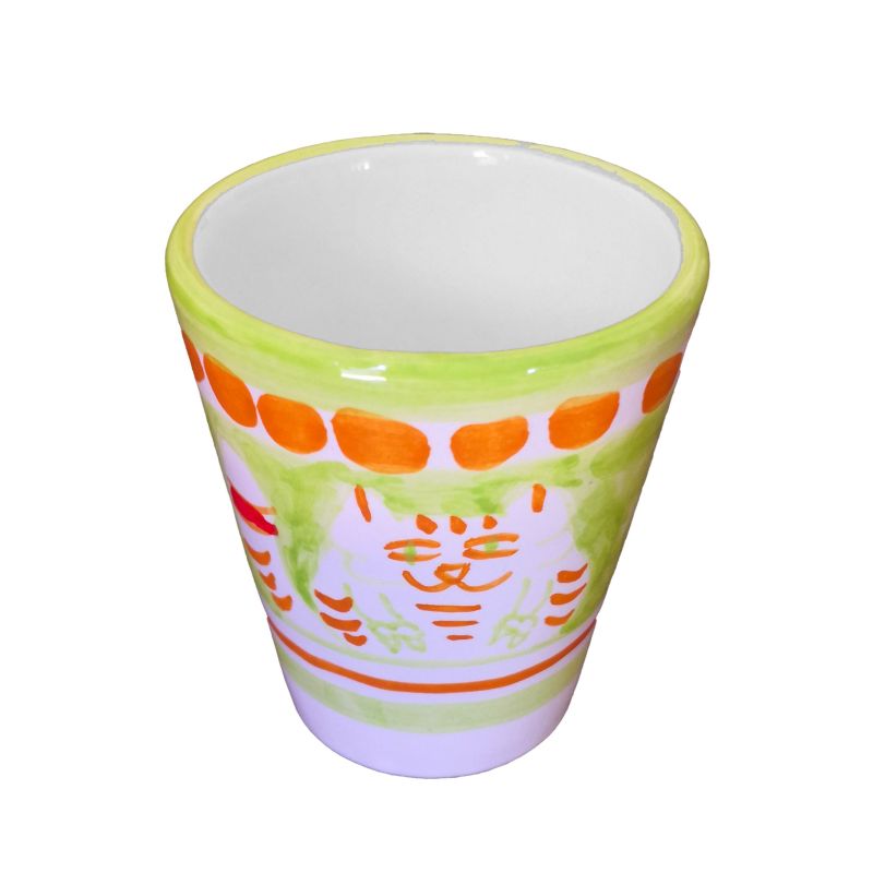 Pet line glass. Hand painted in Vietri ceramic.