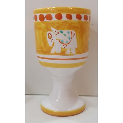 Calice linea Animaletti dipinto a mano in ceramica vietrese.