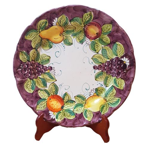 Piatto linea Fruttina bordo rosso Vietri. Ceramica di vietri. Disponibile fondo, piano, frutta/dolce o sottopiatto.