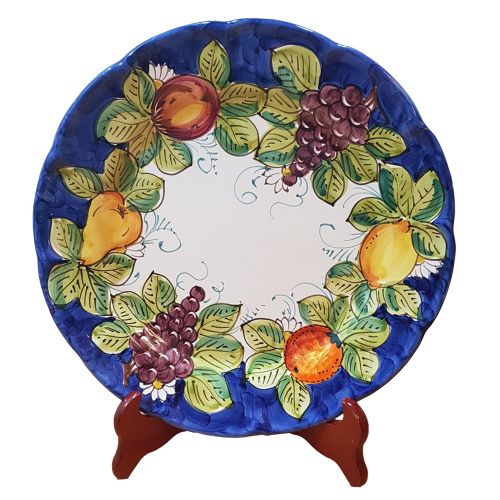 Dish, plate Fruit line Vietri's red. handpainted Vietri ceramic. handpainted in Vietri ceramic dinner, fruit/dessert underplate