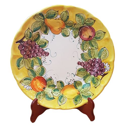 Dish, plate Fruit line Vietri's red. handpainted Vietri ceramic. handpainted in Vietri ceramic dinner, fruit/dessert underplate
