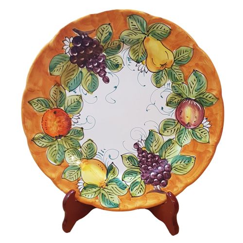 Dish, plate Fruit line Vietri's red. handpainted Vietri ceramic. handpainted in Vietri ceramic dinner, fruit/dessert underplate