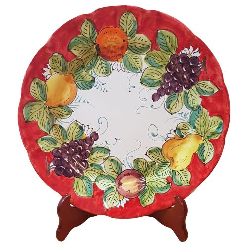 Piatto linea Fruttina bordo rosso Vietri. Ceramica di...