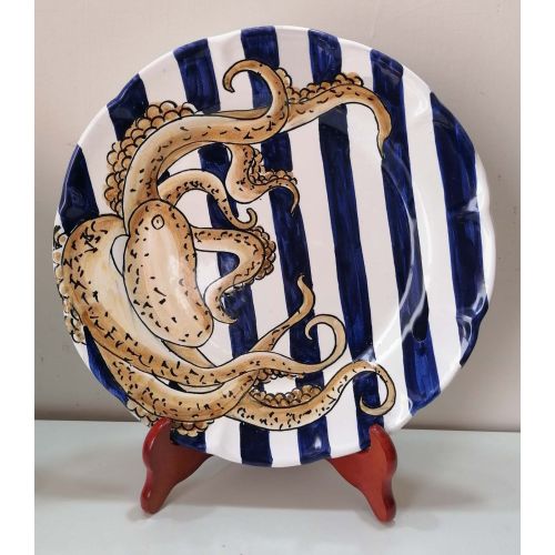 Plate, Dish Marine Line. Hand-painted Vietri ceramic