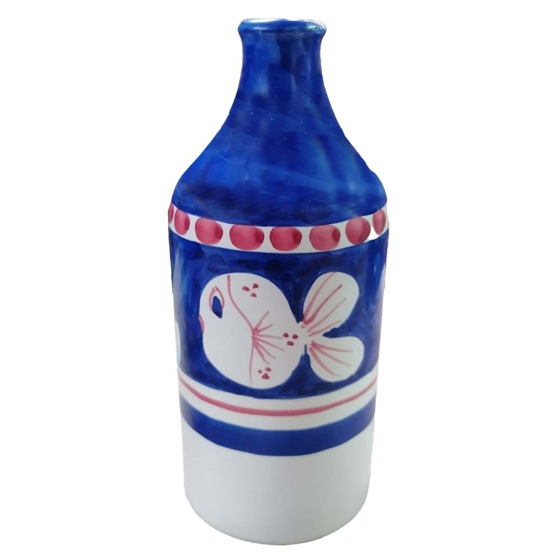 Oil bottle, animals line. handpainted Vietri...